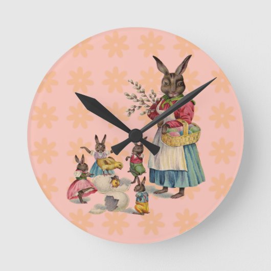 Horloge Ronde Oeufs de lapin de Pâques (Recto)