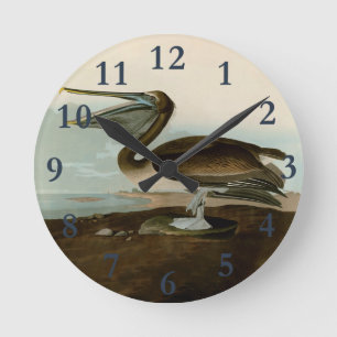 Horloge Ronde Œuvre d'art de Pélican Brun de John James Audubon