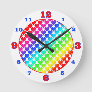 Horloge Ronde Oh Coeurs Bébés - Arc-en-ciel