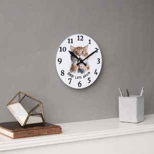 Horloge Ronde Oh mon Dieu ! Chat à nouveau en retard
