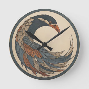 Horloge Ronde Oiseau à la japonaise