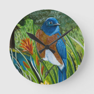 Horloge Ronde Oiseau bleu occidental
