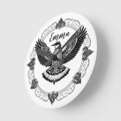 Horloge Ronde Oiseau dans le mandala (Angle)