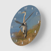 Horloge Ronde Oiseau de grand héron bleu à l'étang (Angle)
