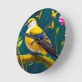 Horloge Ronde Oiseau doré (Angle)