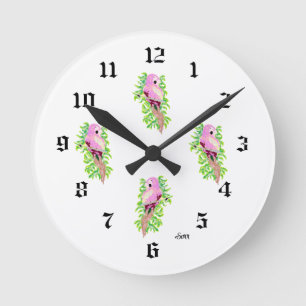 Horloge ronde : Oiseau exotique .