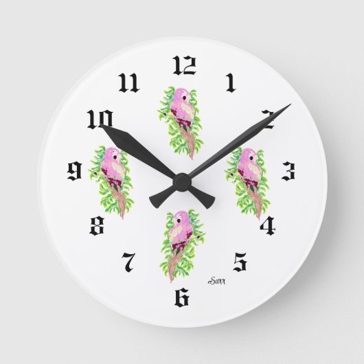 Horloge ronde : Oiseau exotique . (Recto)