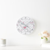 Horloge Ronde Oiseau rose gris sur l'horloge murale de la branch (Maison)