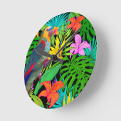 HORLOGE RONDE OISEAU TROPICAL DE PARROT (Angle)