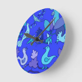 Horloge Ronde Oiseaux bleus (Angle)