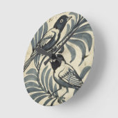 Horloge Ronde Oiseaux bleus (la semaine sur le papier) (Angle)