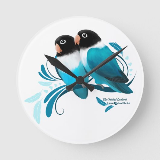 Horloge Ronde Oiseaux bleus masqués (Recto)