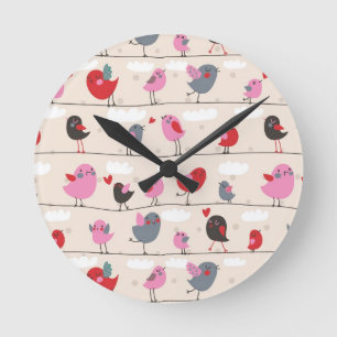 Horloge Ronde Oiseaux dans l'amour