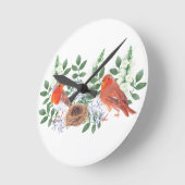 Horloge Ronde Oiseaux dans le nid (Angle)