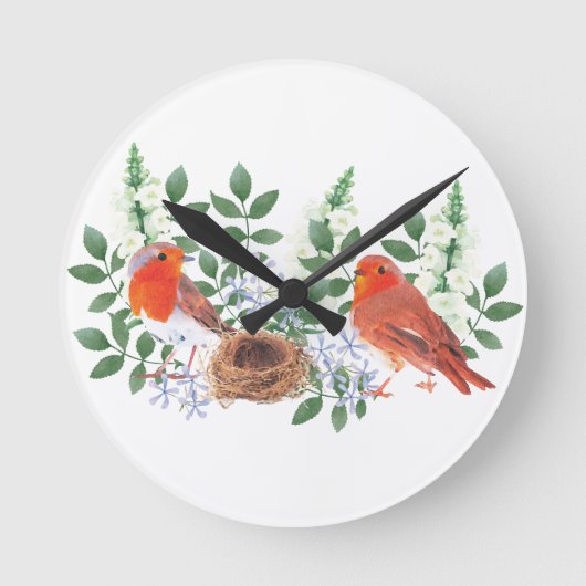 Horloge Ronde Oiseaux dans le nid (Recto)