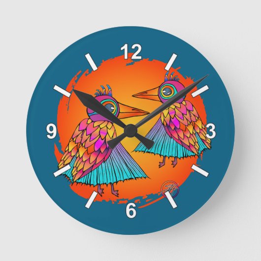 Horloge Ronde Oiseaux de couleur (Recto)