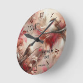 Horloge Ronde Oiseaux de l'amour fantaisistes romantiques  (Angle)