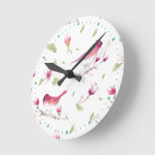 Horloge Ronde Oiseaux et fleurs (Angle)