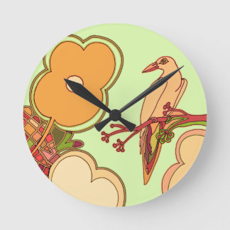 Horloge Ronde Oiseaux Fantaisistes