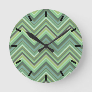 Horloge Ronde Olive green zigzag stripes