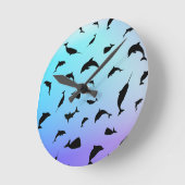 Horloge Ronde ombrage requin baleine dégradé arc-en-ciel océan (Angle)