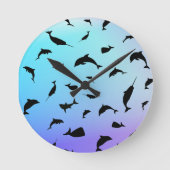 Horloge Ronde ombrage requin baleine dégradé arc-en-ciel océan (Recto)