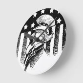 Horloge Ronde Oncle patriotique vintage Sam et drapeau américain (Angle)