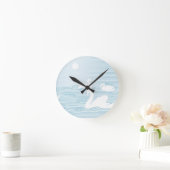 Horloge Ronde OP Art Blue Swan Drift (Maison)