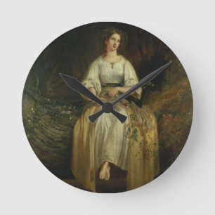 Horloge Ronde Ophélie tissant ses guirlandes, 1842 (huile sur l