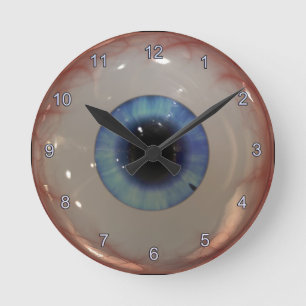 Horloge Ronde Opthamologiste Docteur Eye Éffrayant Fun Blue Eye 