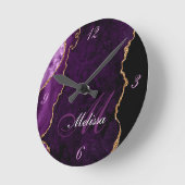 Horloge Ronde or and purple agate monogragragragram trendy round (Angle)
