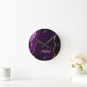 Horloge Ronde or and purple agate monogragragragram trendy round (Maison)