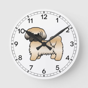 Horloge Ronde Or avec Masque Noir Chih Tzu Cute Dessin Chien