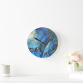 Horloge Ronde or bleu abstrait scifi orb terre (Maison)