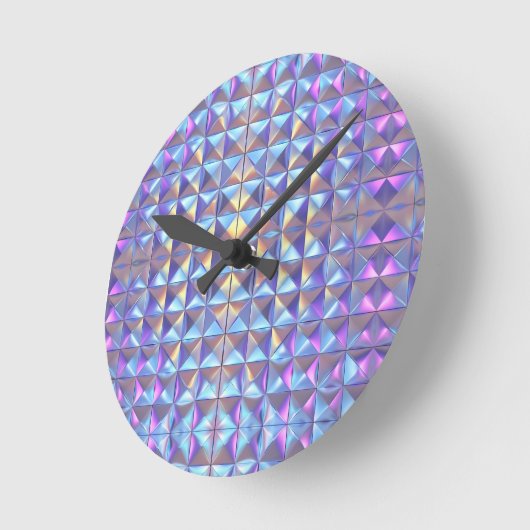 Horloge Ronde Or Géométrique Iridescent Bleu et Violet 2 (Angle)