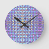Horloge Ronde Or Géométrique Iridescent Bleu et Violet 2 (Recto)