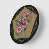 Horloge Ronde Or Hibiscus (Angle)