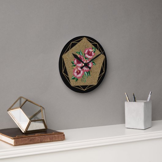 Horloge Ronde Or Hibiscus (Bureau)