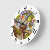 Horloge Ronde Orange cheeked waxbill finch with blueberries (Angle)