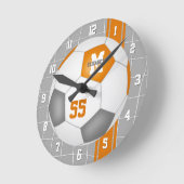 Horloge Ronde orange gris de l'équipe couleurs variété rayures f (Angle)