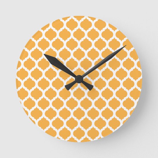 Horloge Ronde Orange Moroccan Pattern Wall Clocks (Recto)