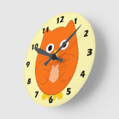 Horloge Ronde Orange Owl Design (Angle)