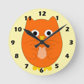 Horloge Ronde Orange Owl Design (Recto)
