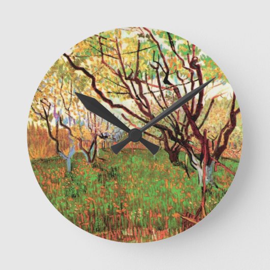 Horloge Ronde Orchard à Blossom par Vincent van Gogh (Recto)