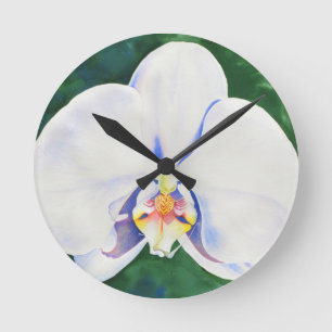 Horloge Ronde Orchidée blanche