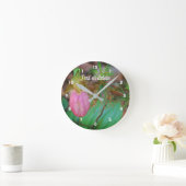 Horloge Ronde Orchidée Sauvage Rose Lady Slipper Et Evergreens (Maison)