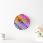 Horloge Ronde Orchidée violette texture ondulée (Maison)