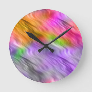 Horloge Ronde Orchidée violette texture ondulée