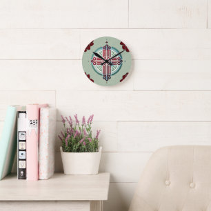 Horloge Ronde Oreiller à lancer de conception croisée éthiopienn