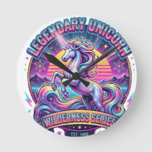 Horloge Ronde Oreiller jetable légendaire licorne double face